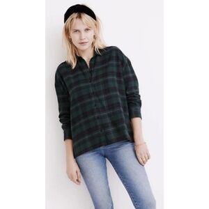 Madewell Westlake  Flannel button down Green & Navy Size XS